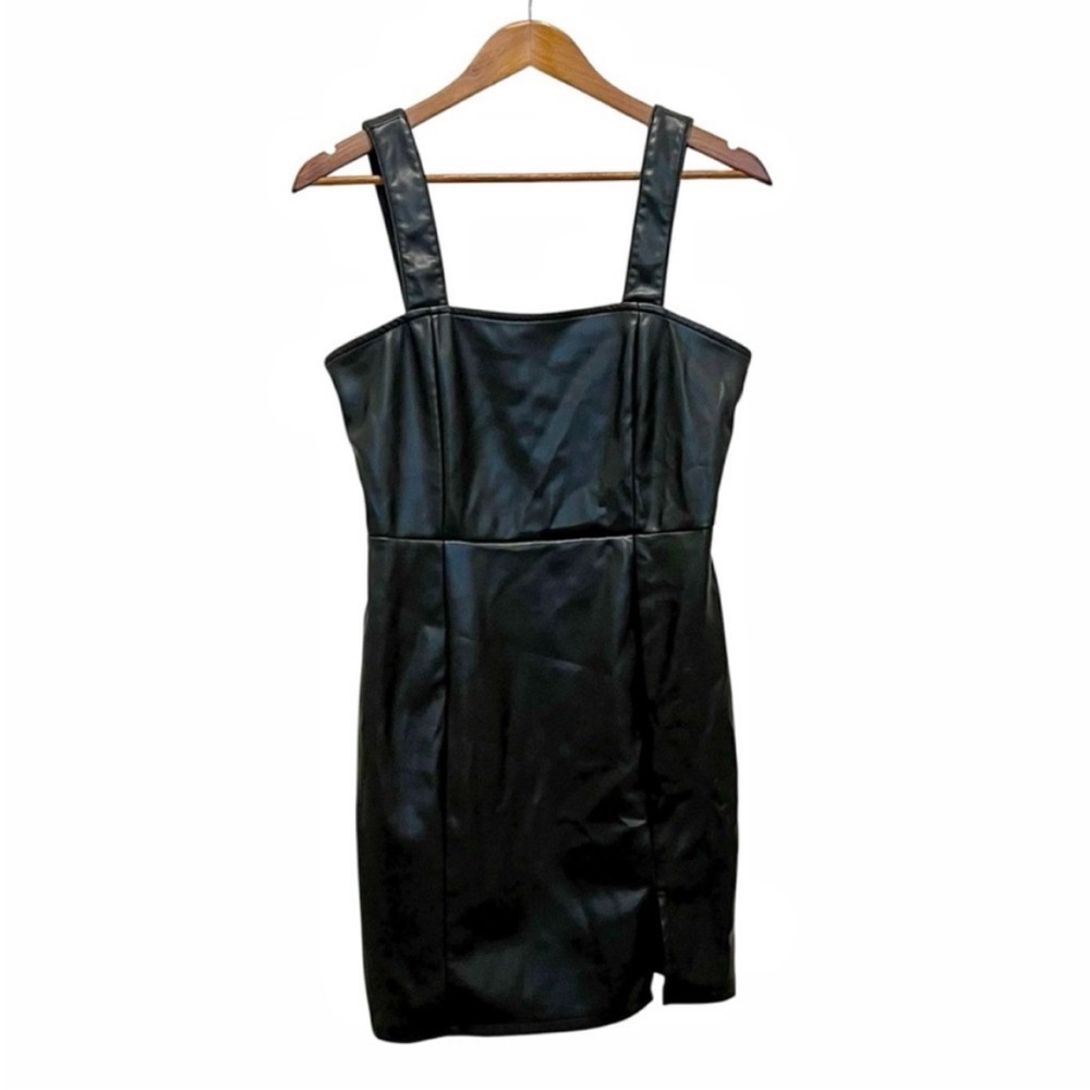 Nasty Gal Mini Dress Black Faux Leather Size 8 Sleeveless Club Going Out Goth